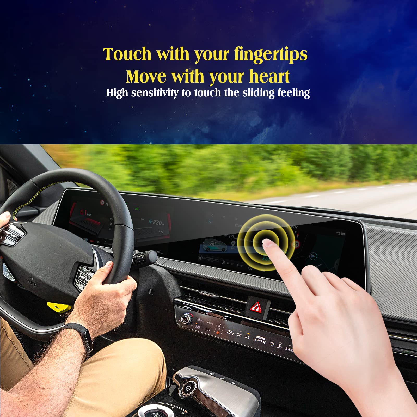 Eueky 2Pcs 2024 Kia Ev6 Screen Protector Compatible With Kia Ev6 2024 2023 2022 Wind/Gt Line 12.3Inch Navigation And Dashbord Di